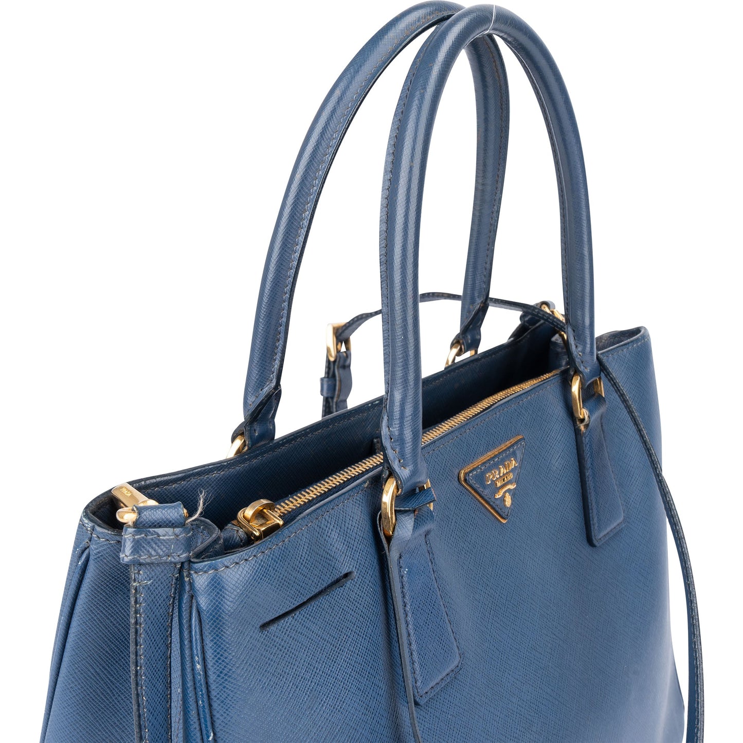Prada Blue Saffiano Leather Galleria Handbag