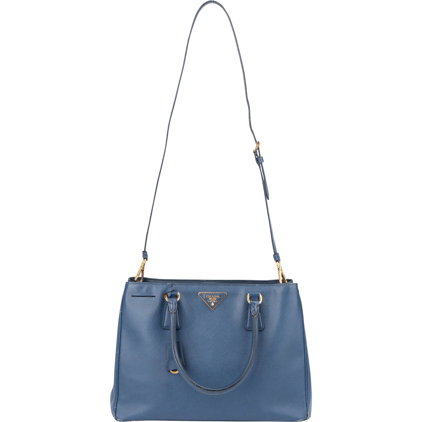 Prada Blue Saffiano Leather Galleria Handbag