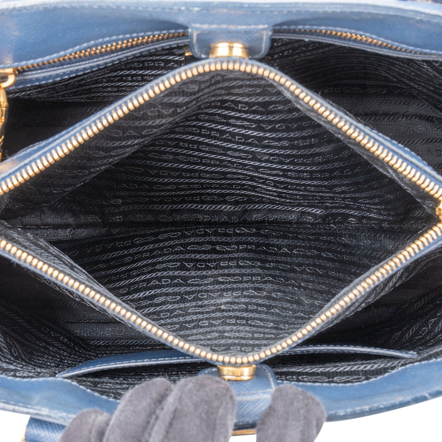 Prada Blue Saffiano Leather Galleria Handbag