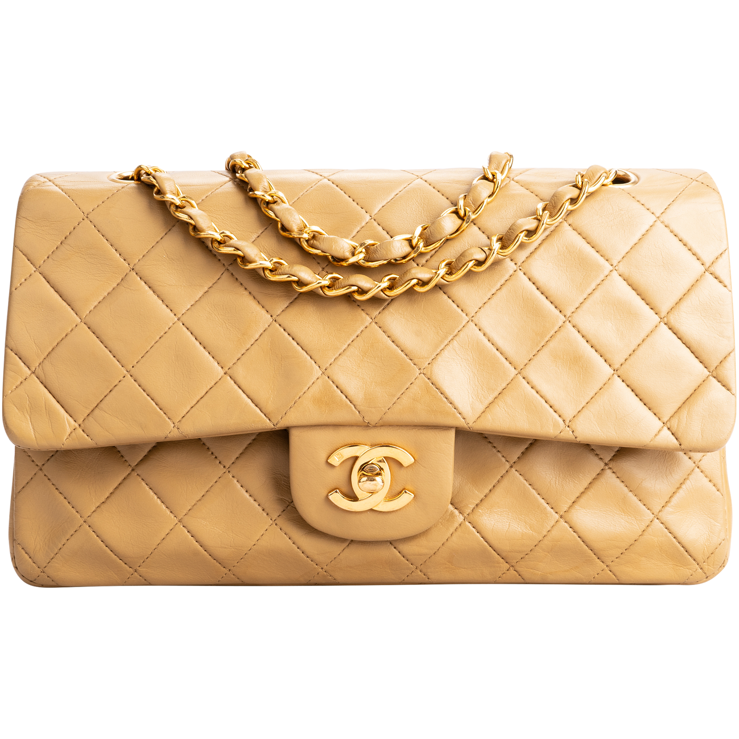 Chanel Quilted Lambskin 24K Gold Medium Double Flap Bag