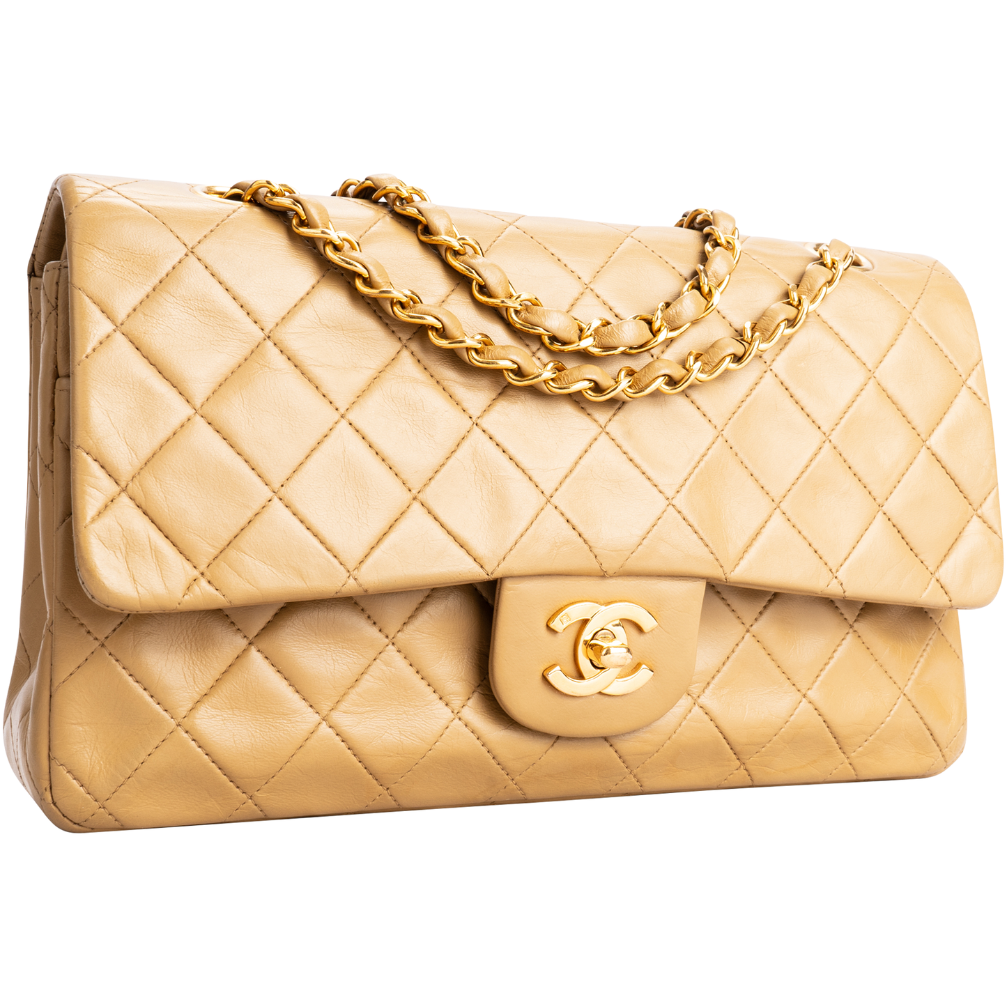 Chanel Quilted Lambskin 24K Gold Medium Double Flap Bag