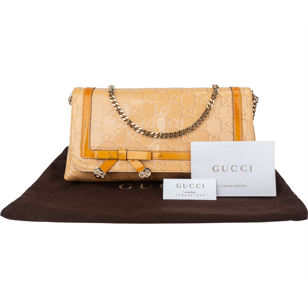 Gucci Patent Leather Heart Shoulder Flap Bag