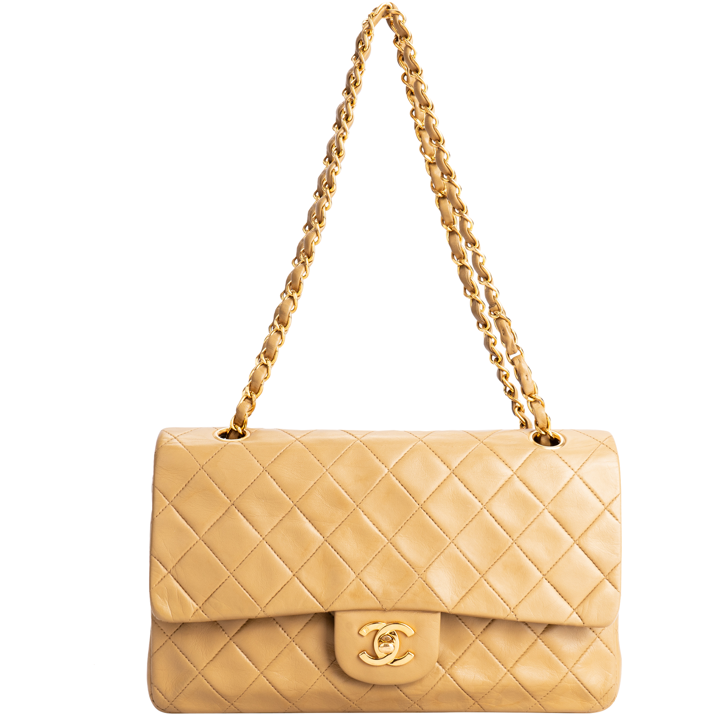 Chanel Quilted Lambskin 24K Gold Medium Double Flap Bag