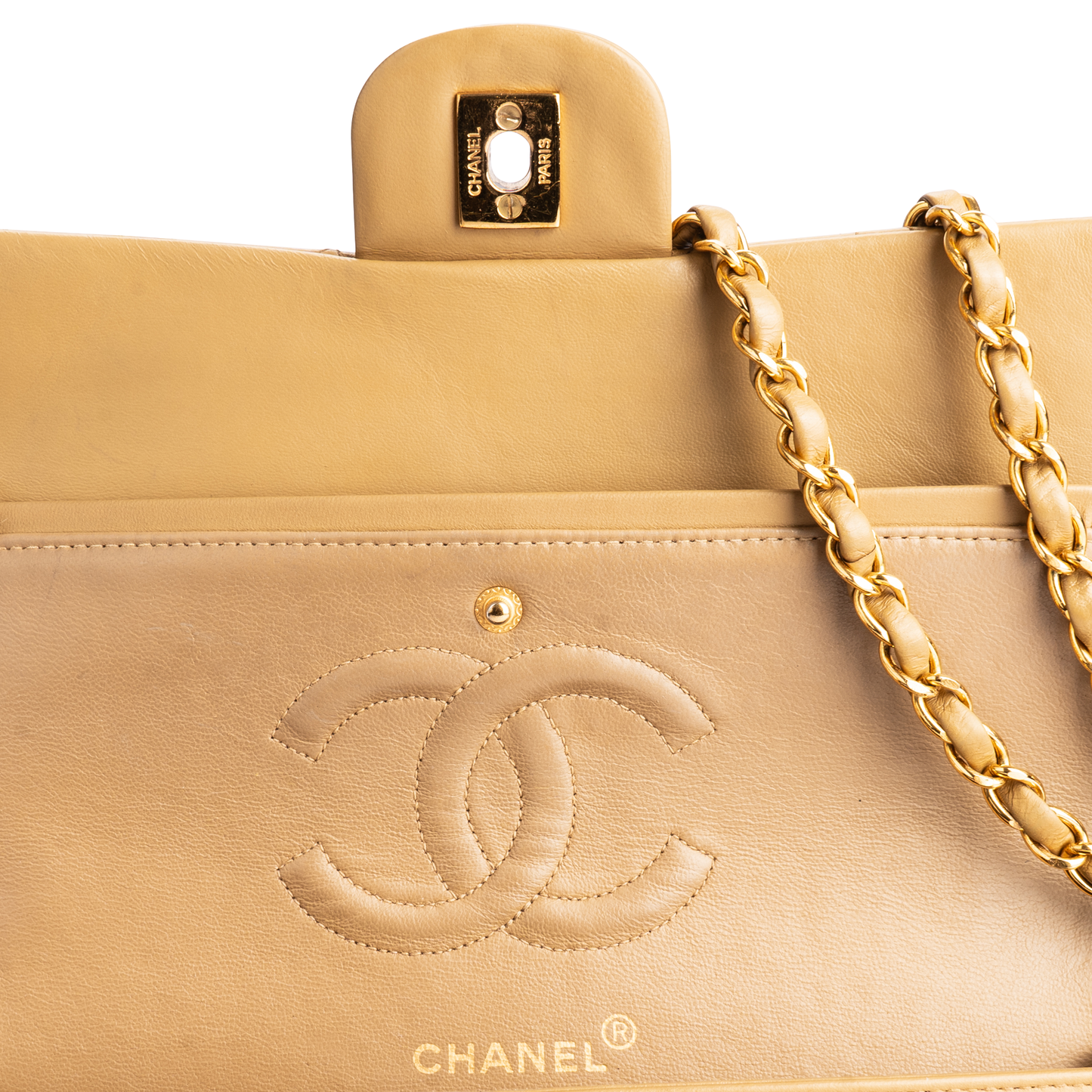 Chanel Quilted Lambskin 24K Gold Medium Double Flap Bag