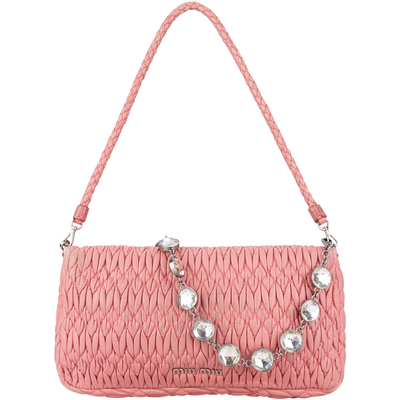 Miu Miu Nappa Matelassé Crystal Flap Clutch
