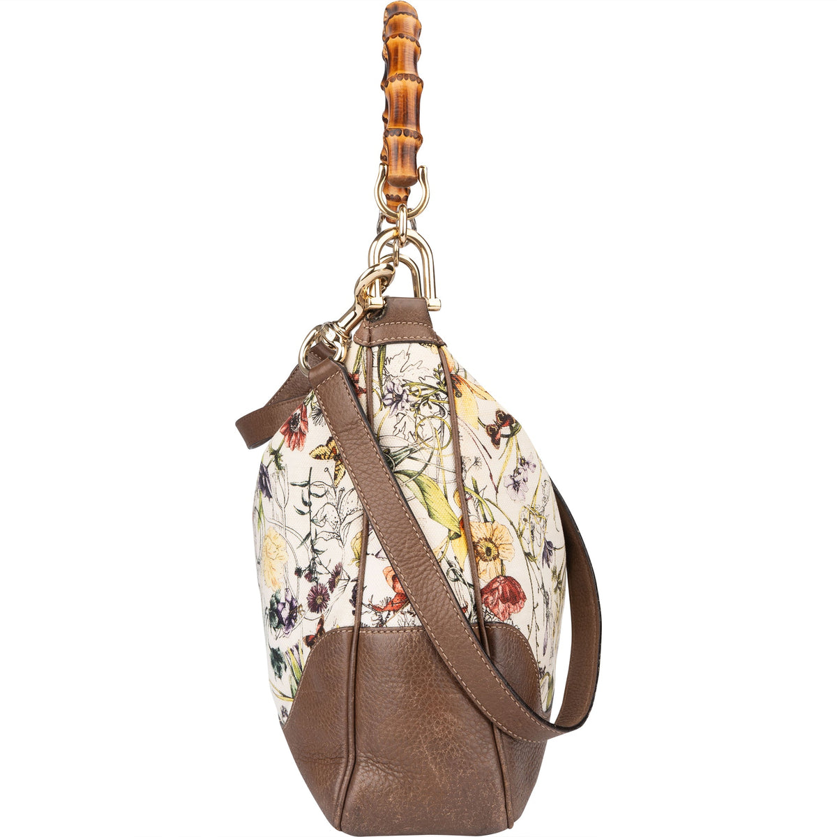 Gucci Special Floral Bamboo Handbag