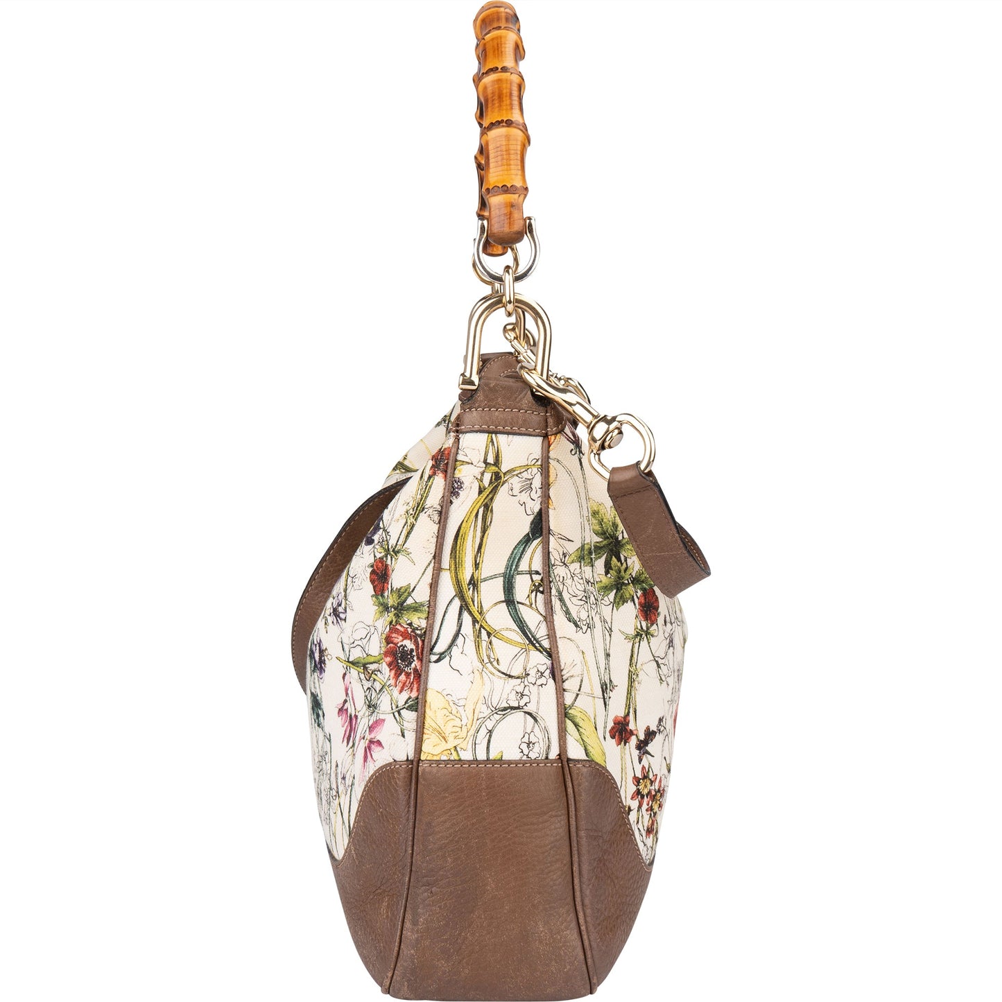 Gucci Special Floral Bamboo Handbag