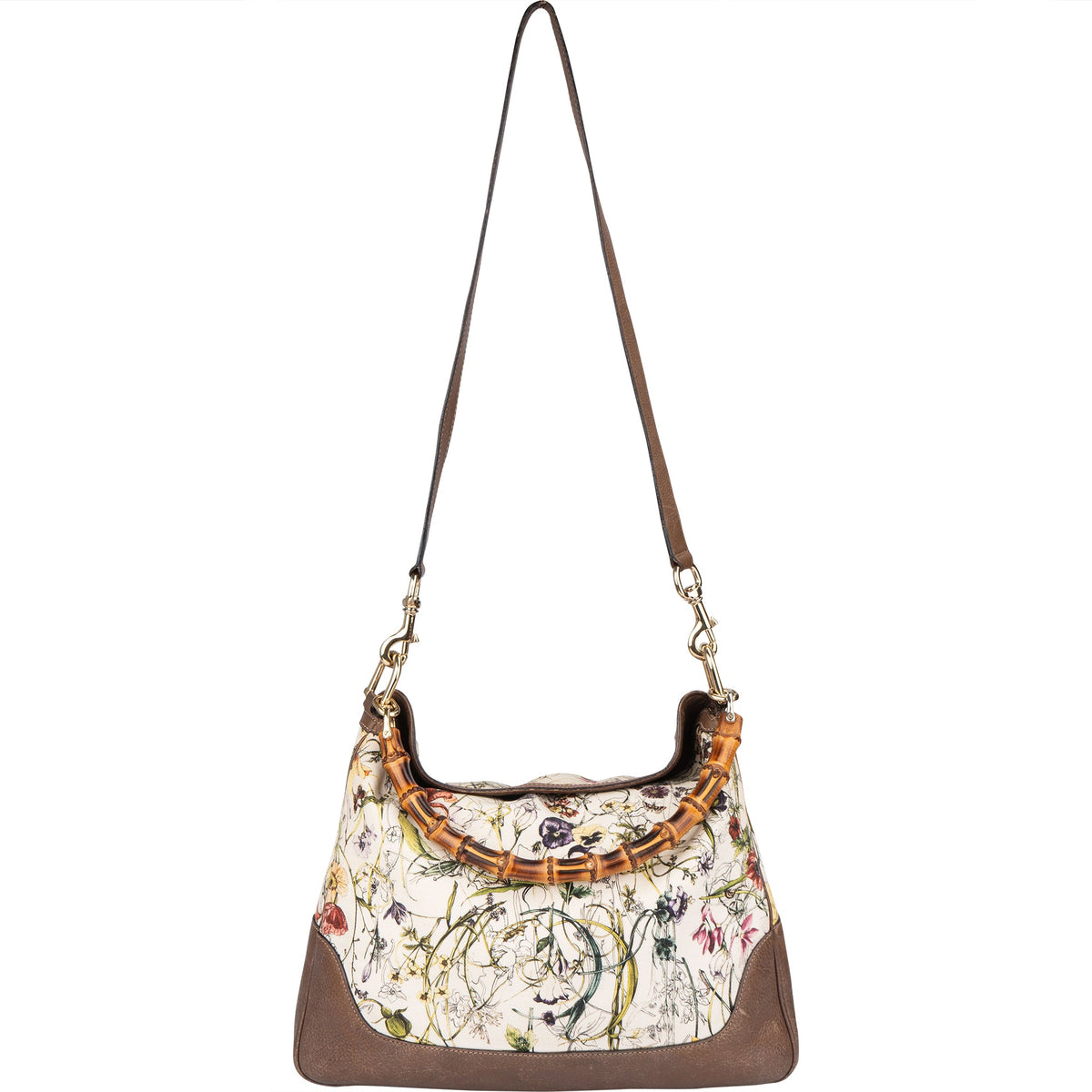 Gucci Special Floral Bamboo Handbag