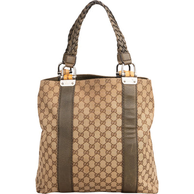 Gucci GG Monogram Bamboo Handbag