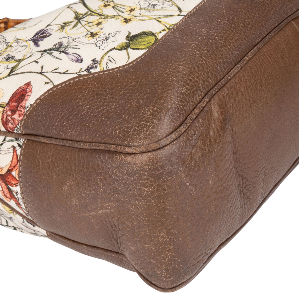 Gucci Special Floral Bamboo Handbag