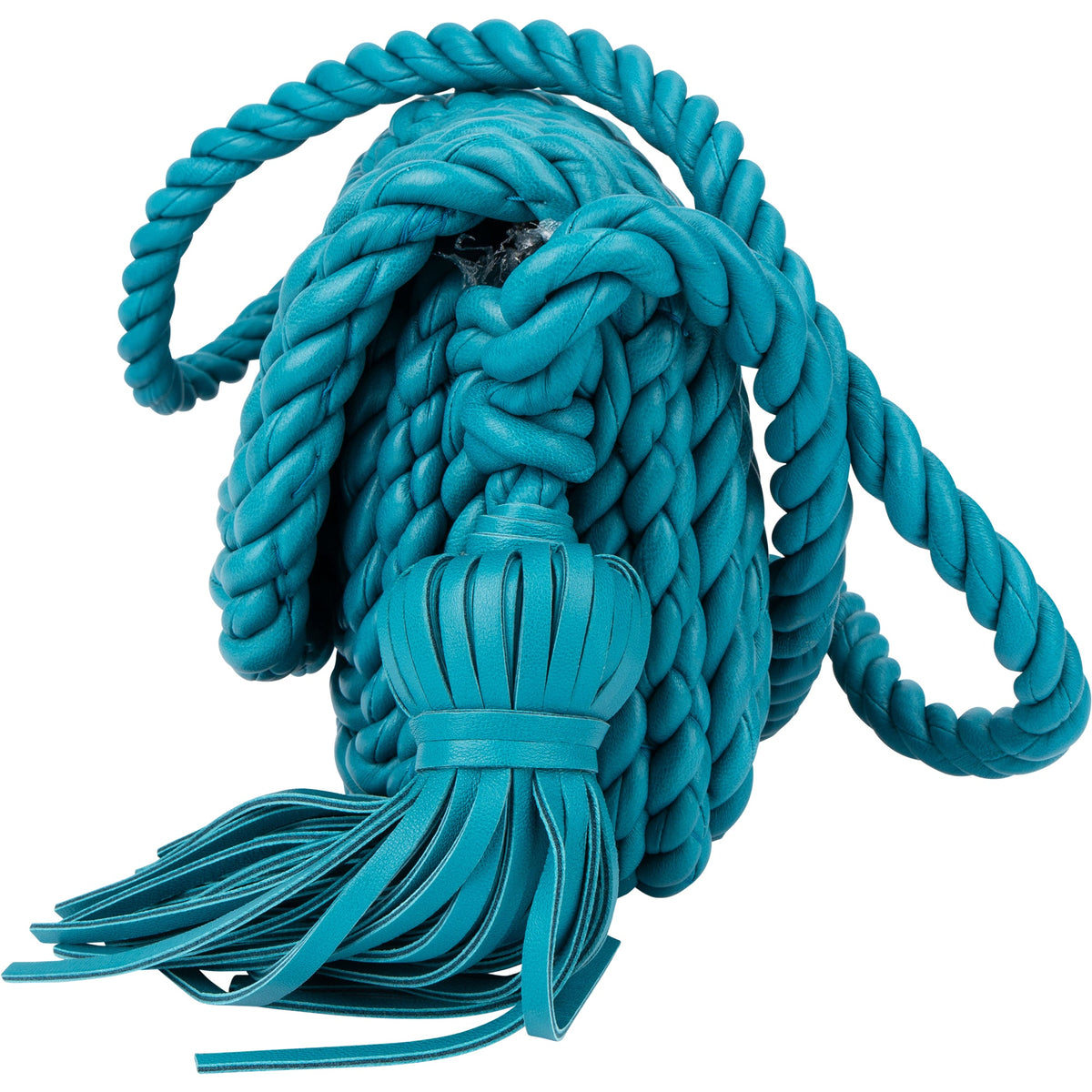 Bottega Veneta Braided Blue Leather Torchon Crossbody Bag