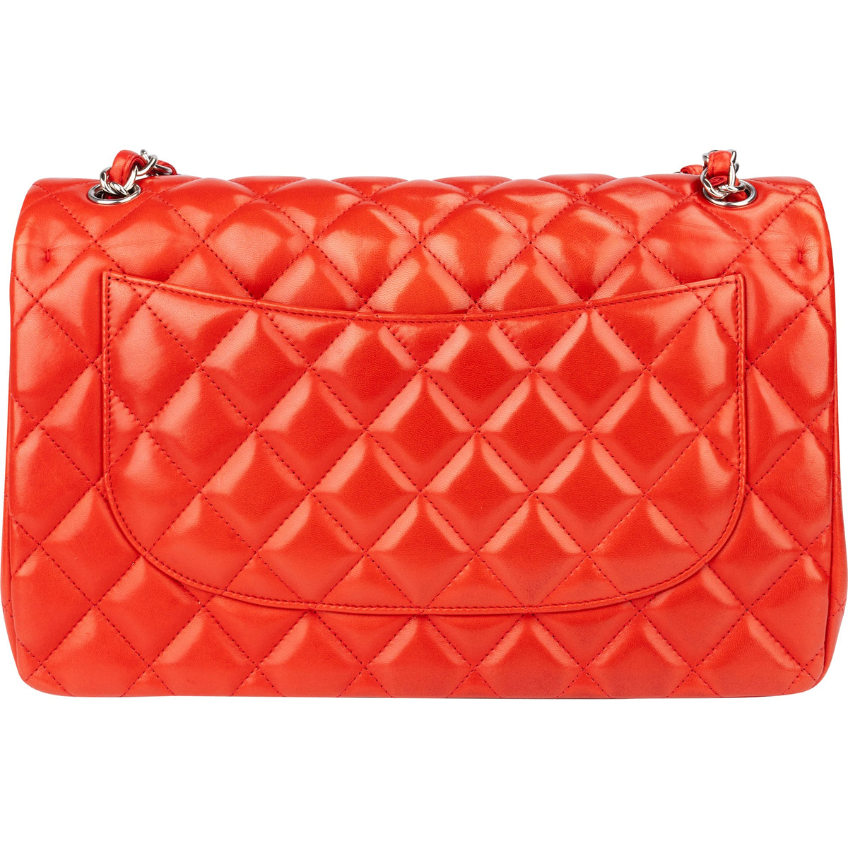 Chanel Quilted Lambskin Palladium Jumbo Double Flap Crossbody Bag