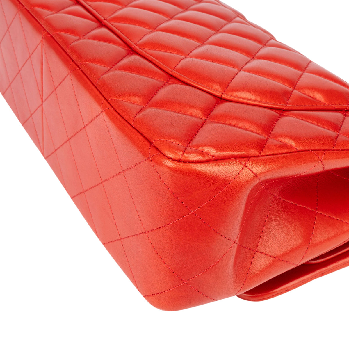 Chanel Quilted Lambskin Palladium Jumbo Double Flap Crossbody Bag