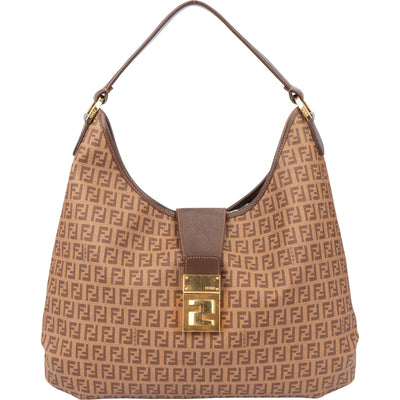 Fendi Canvas FF Monogram Hobo Bag