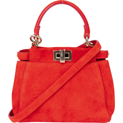 Fendi Red Suede Peekaboo Handbag