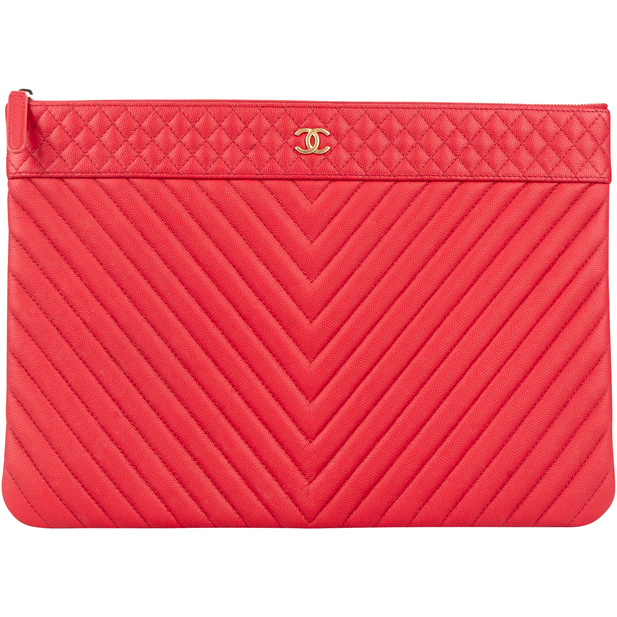 Chanel Chevron Lambskin CC Clutch