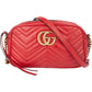 Gucci Red Leather Marmont GG Crossbody Bag