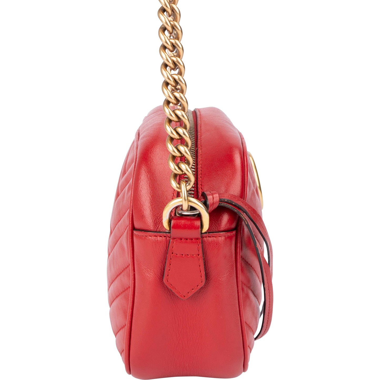 Gucci Red Leather Marmont GG Crossbody Bag