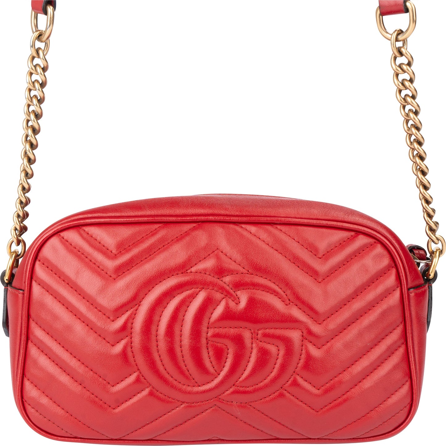 Gucci Red Leather Marmont GG Crossbody Bag