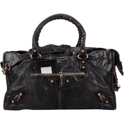 Balenciaga Black Leather Classic City Shoulder Bag