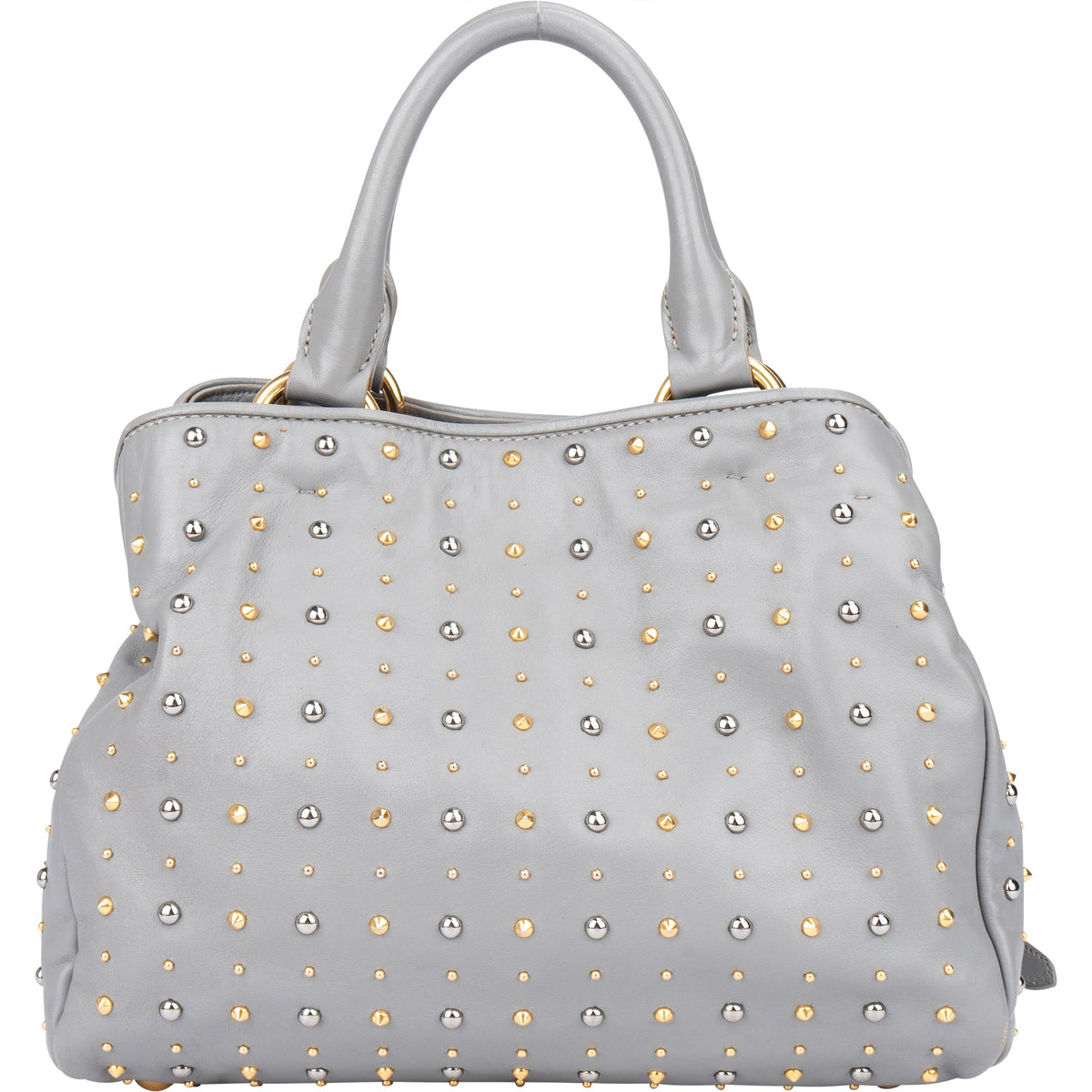 Miu Miu Rivets aus grauem zweifarbigem Leder – Ansicht 6