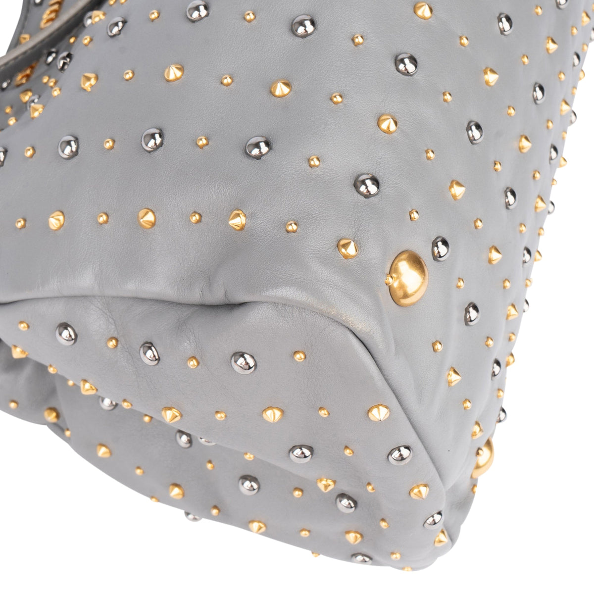 Miu Miu Rivets aus grauem zweifarbigem Leder – Ansicht 9