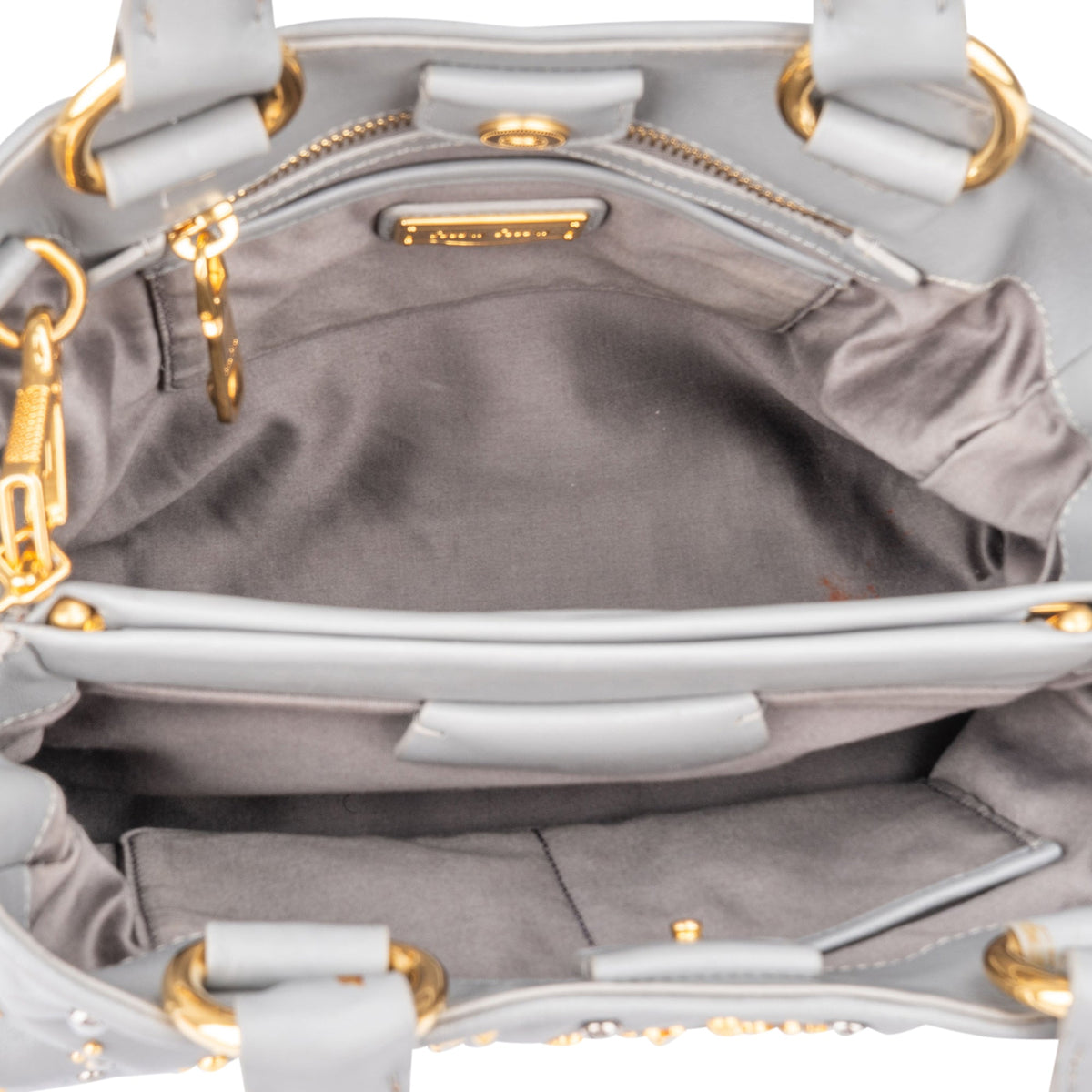 Miu Miu Rivets aus grauem zweifarbigem Leder – Ansicht 10
