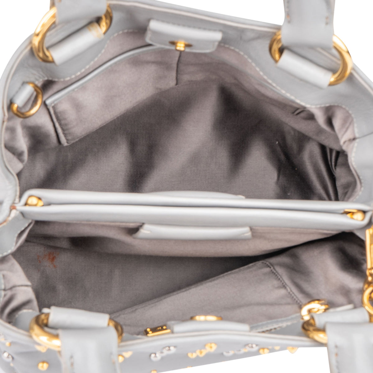 Miu Miu Rivets aus grauem zweifarbigem Leder – Ansicht 11