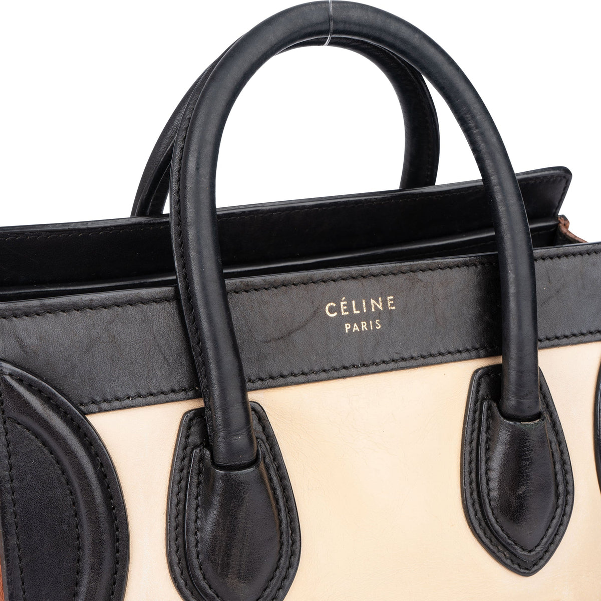 Celine Tricolor Leather Luggage Handbag