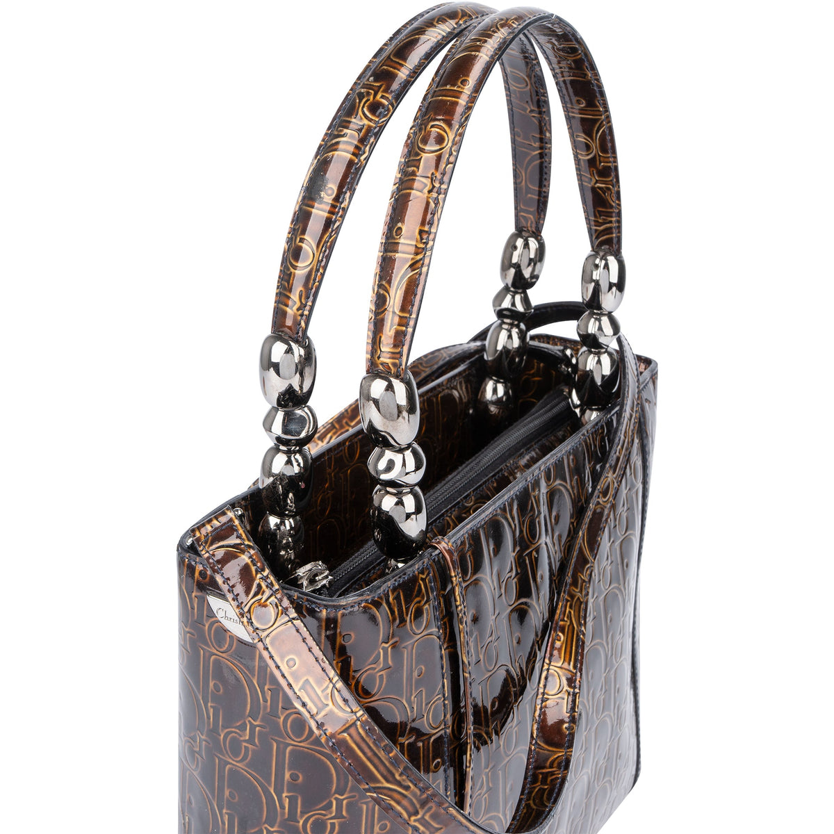 Christian Dior Patent Leather Oblique Monogram Maris Handbag