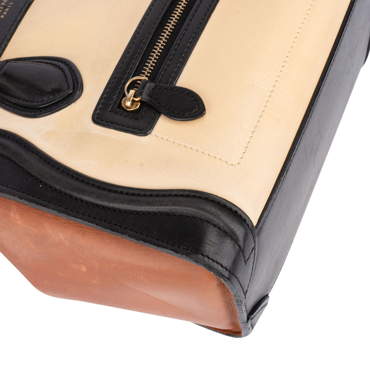 Celine Tricolor Leather Luggage Handbag