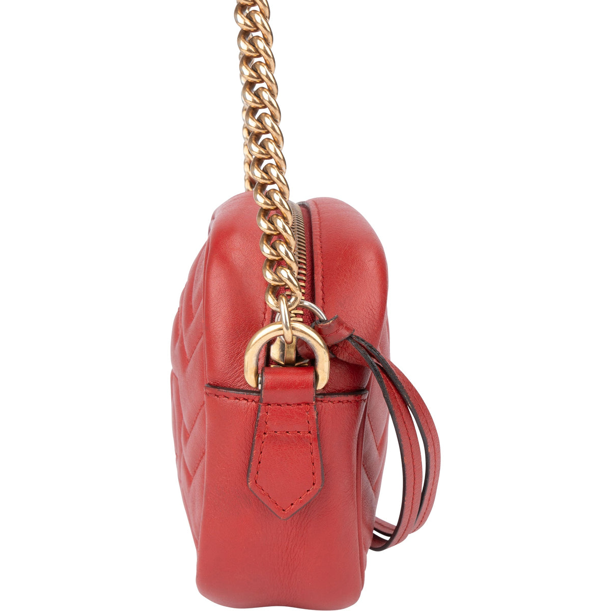 Gucci Red Leather GG Marmont Crossbody Bag