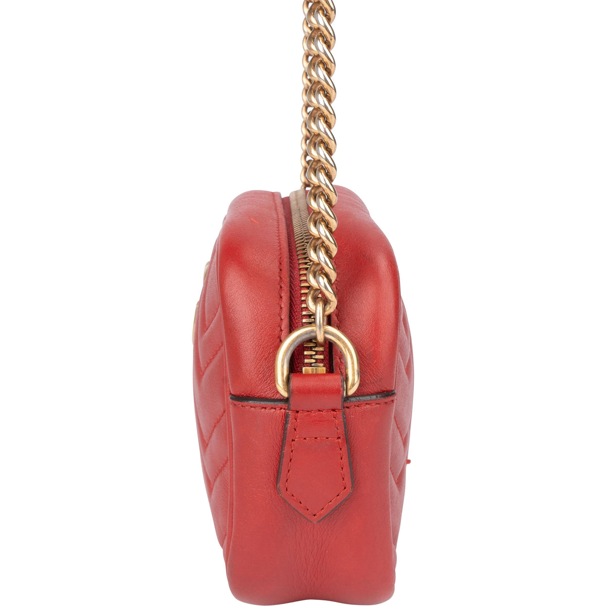 Gucci Red Leather GG Marmont Crossbody Bag