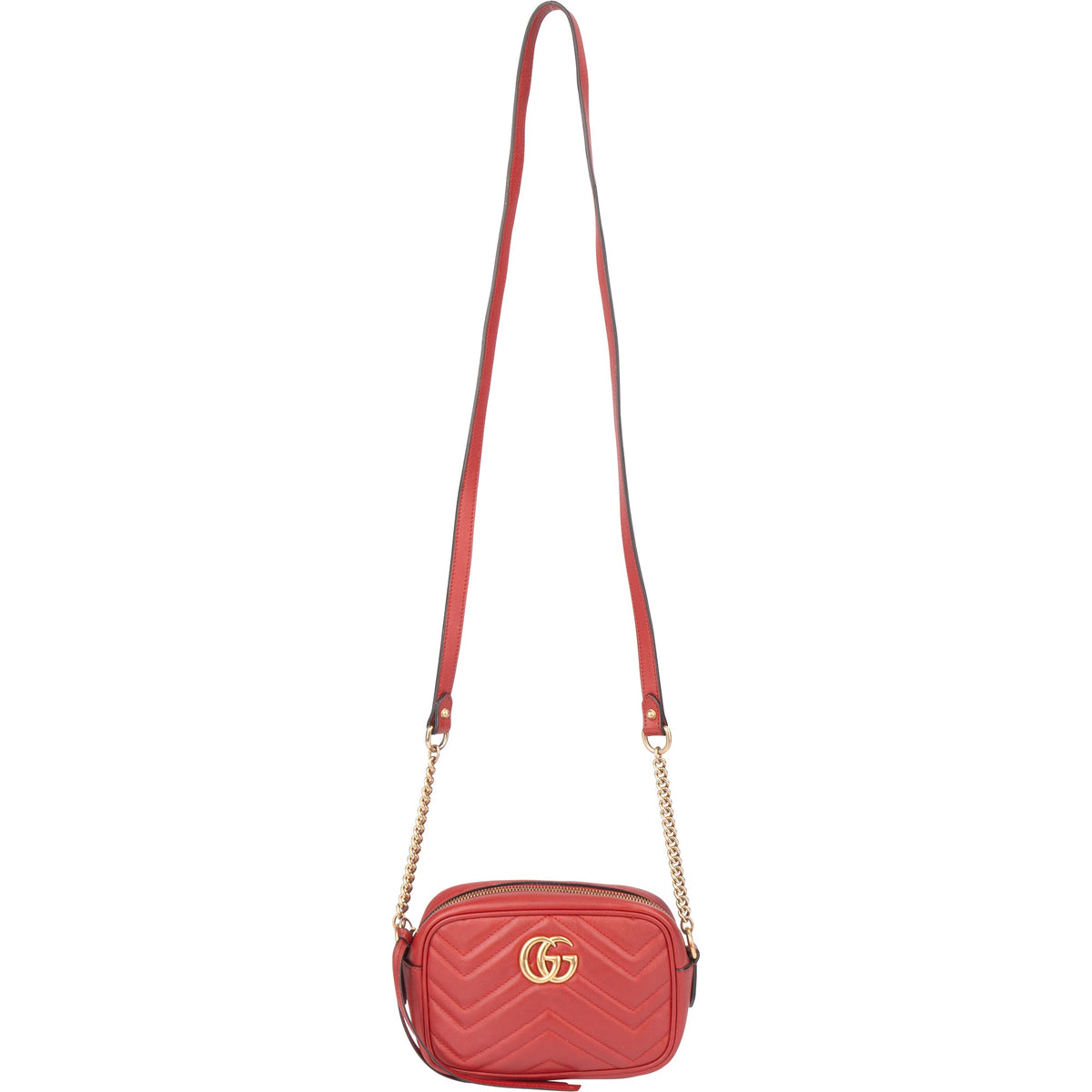 Gucci Red Leather GG Marmont Crossbody Bag