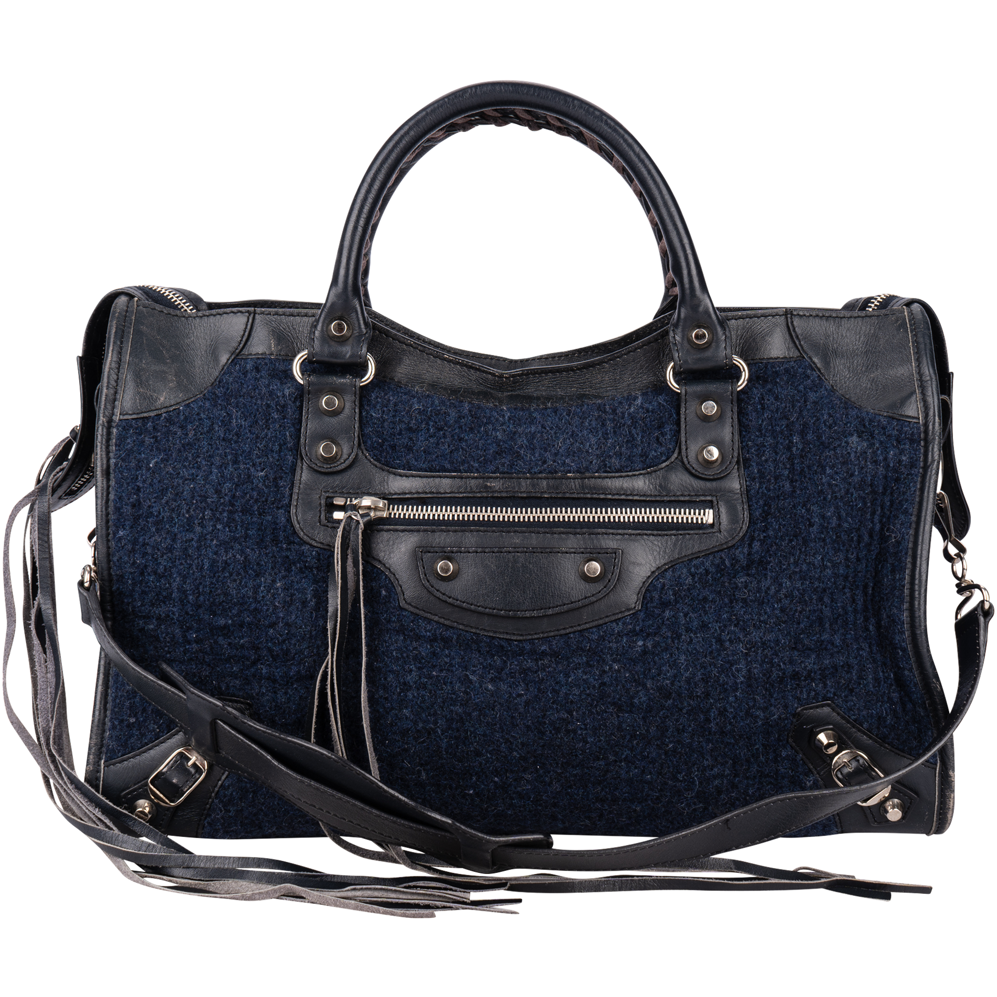 Balenciaga Felt Navy The City Medium Handbag