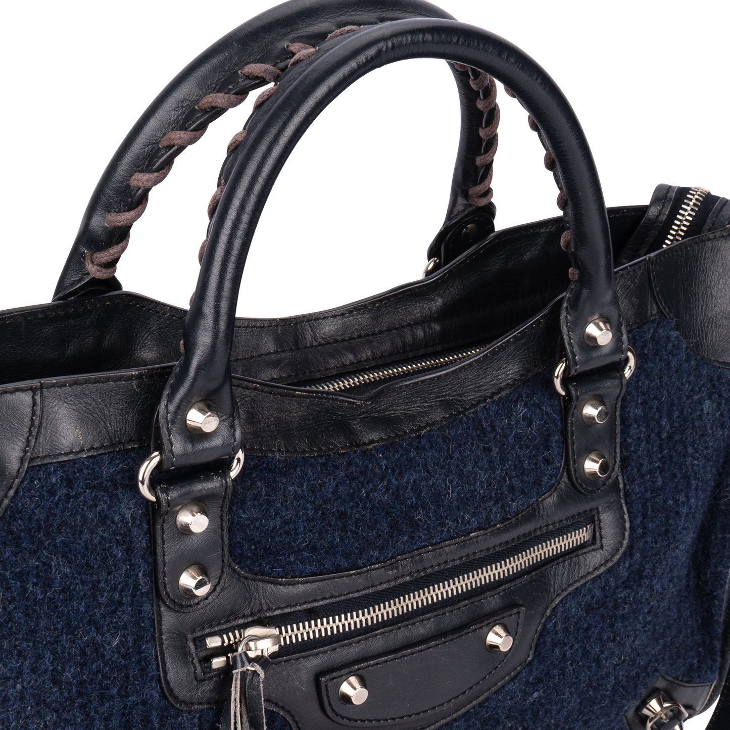 Balenciaga Felt Navy The City Medium Handbag