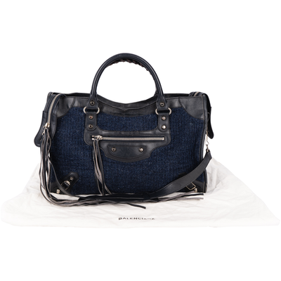 Balenciaga Felt Navy The City Medium Handbag
