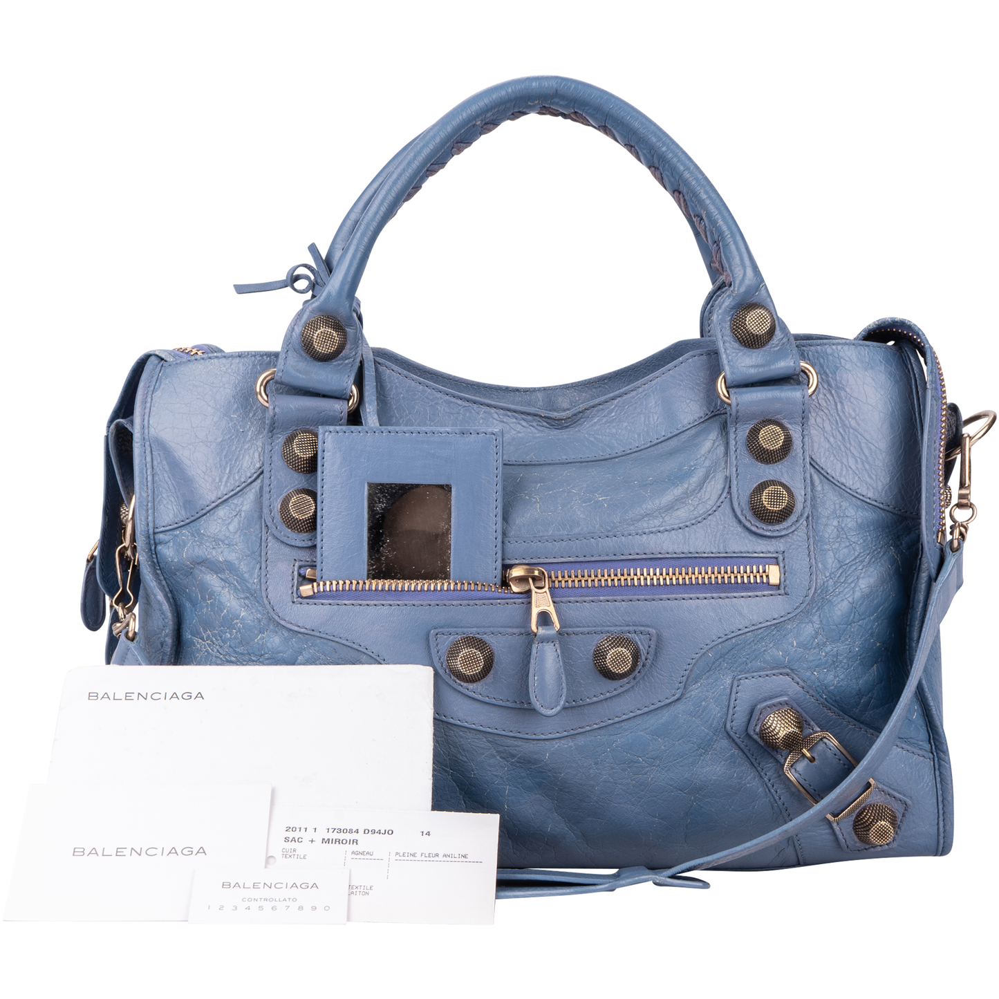 Balenciaga Blue Leather The City Handbag