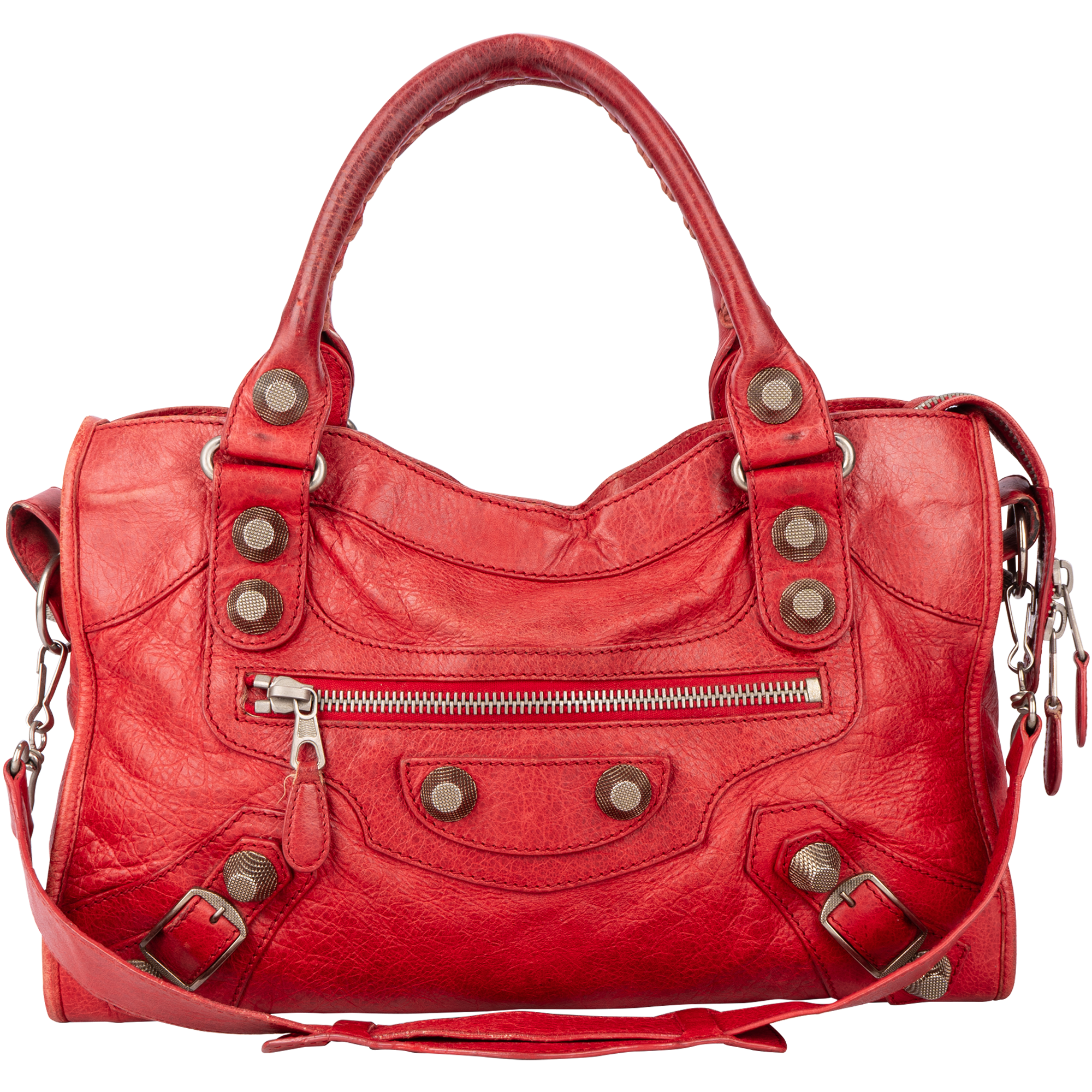 Balenciaga Red Leather The City Handbag