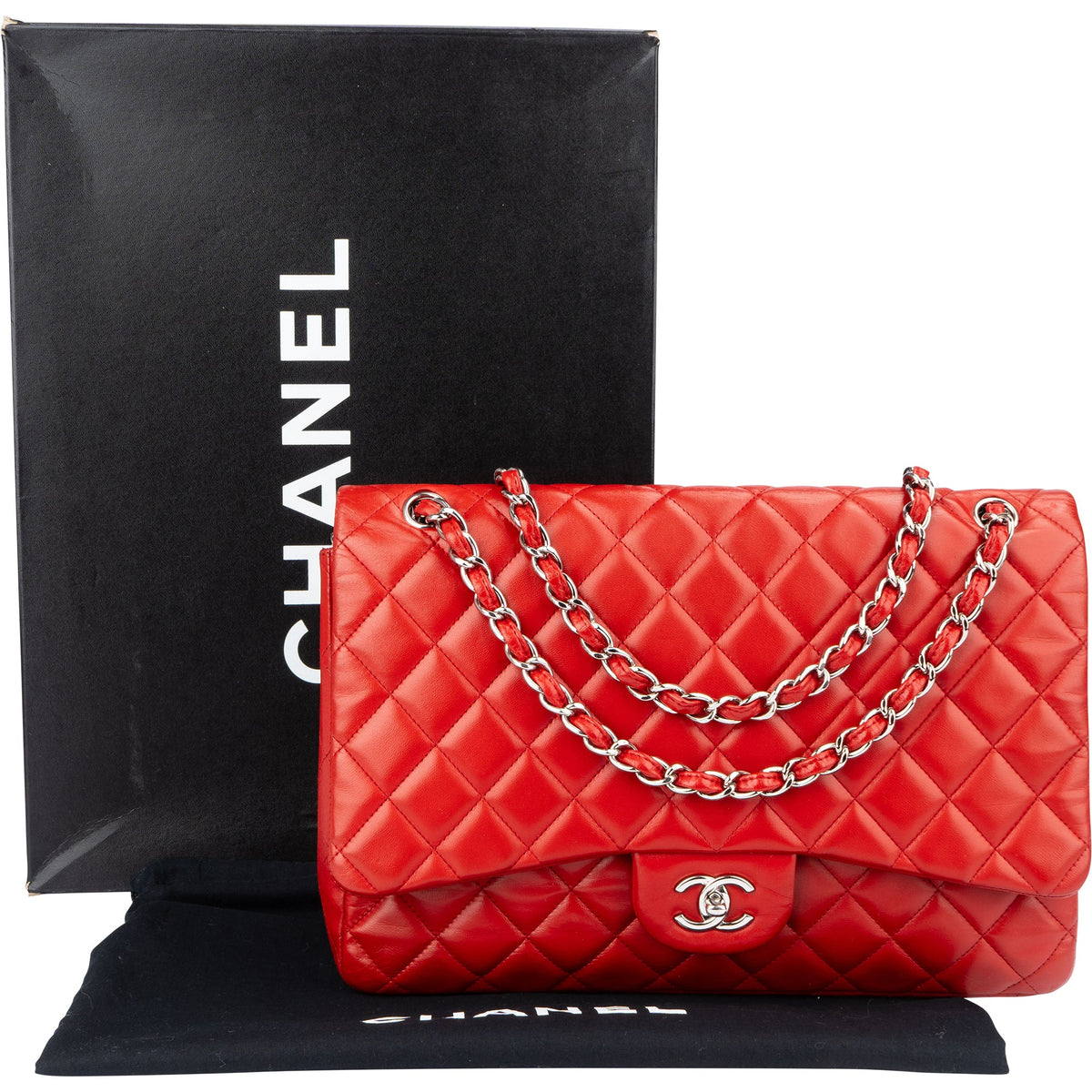 Chanel Quilted Lambskin Palladium Maxi Single Flap Crossbody Bag