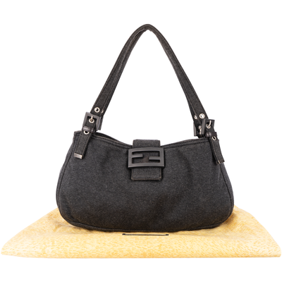 Fendi Grey Cotton Baguette Shoulder Bag