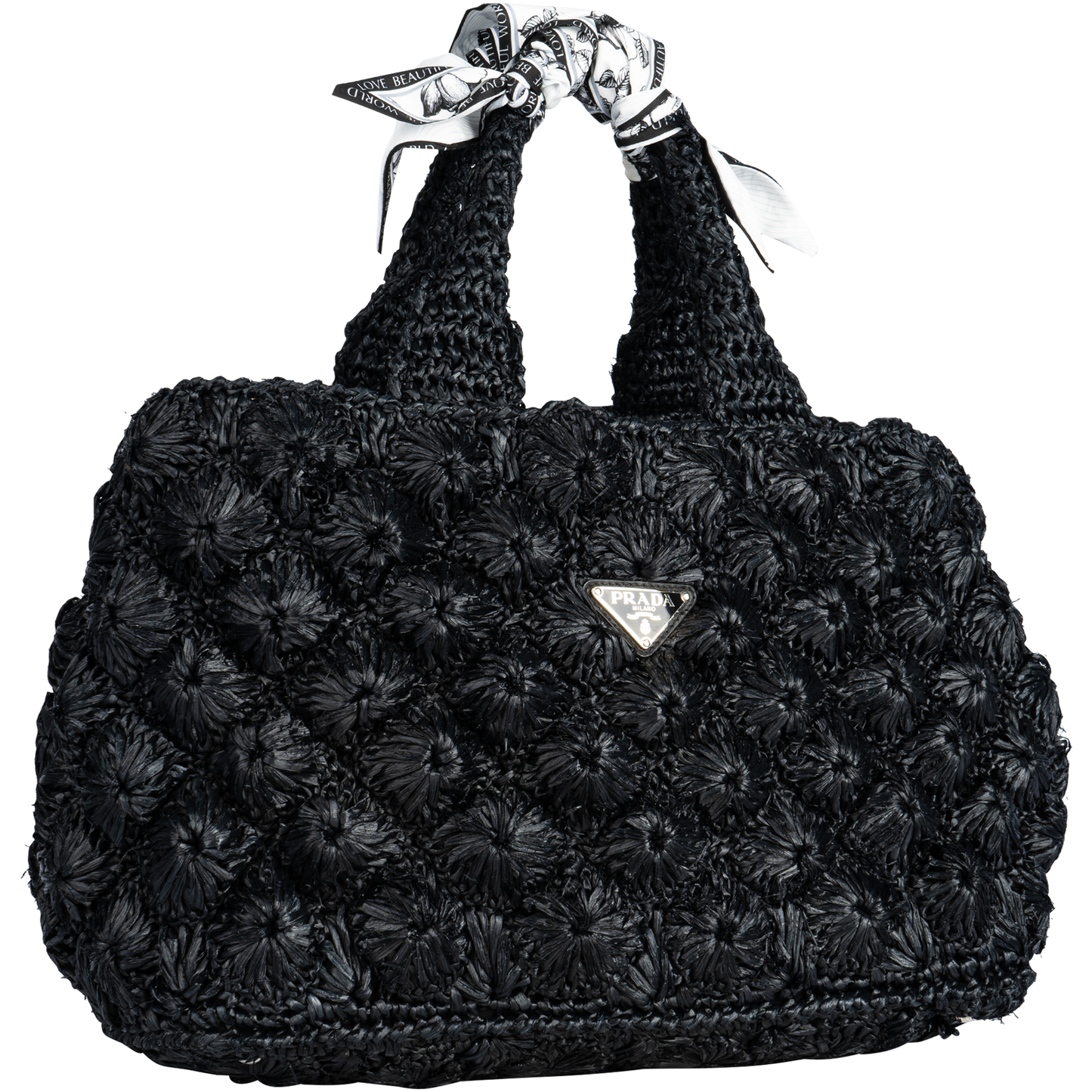 Prada Raffia Bandana Canapa Shopper Bag