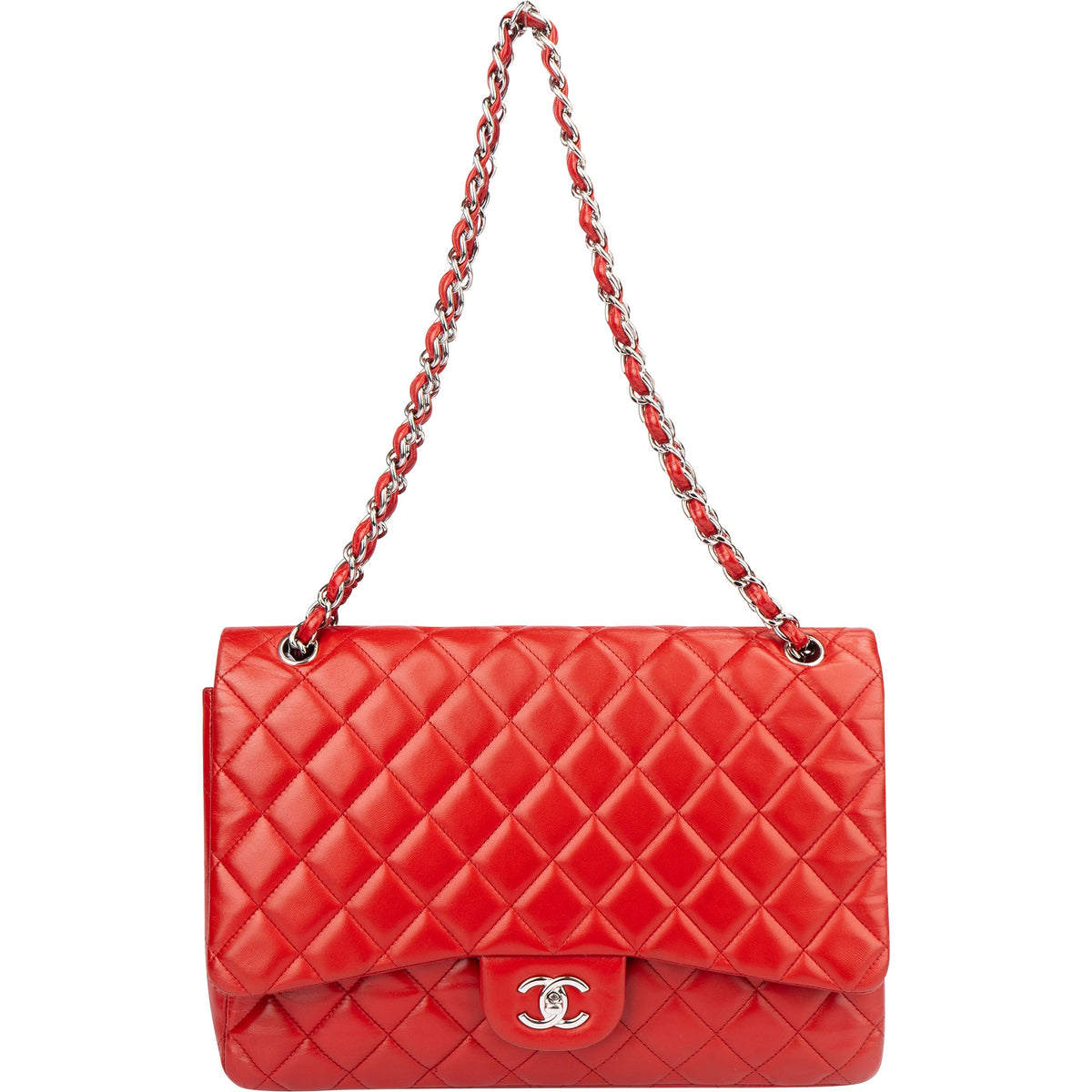 Chanel Quilted Lambskin Palladium Maxi Single Flap Crossbody Bag