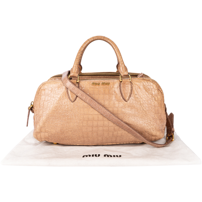Miu Miu Rare Croc-Embossed Leather Bowling Bag