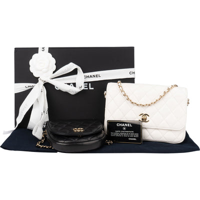 Chanel Quilted Lambskin Side Packs Single Flap Crossbody Bag