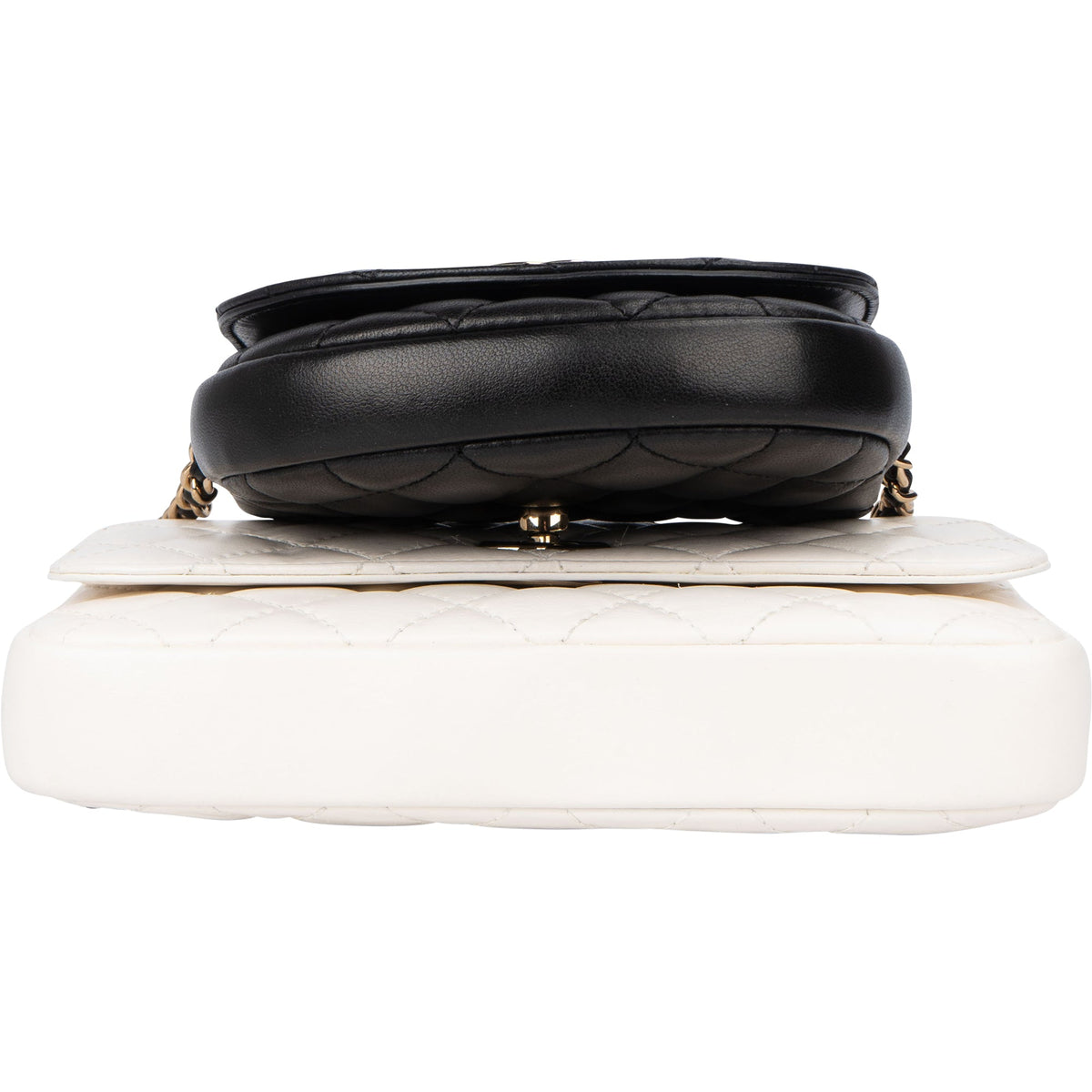 Chanel Quilted Lambskin Side Packs Single Flap Crossbody Bag