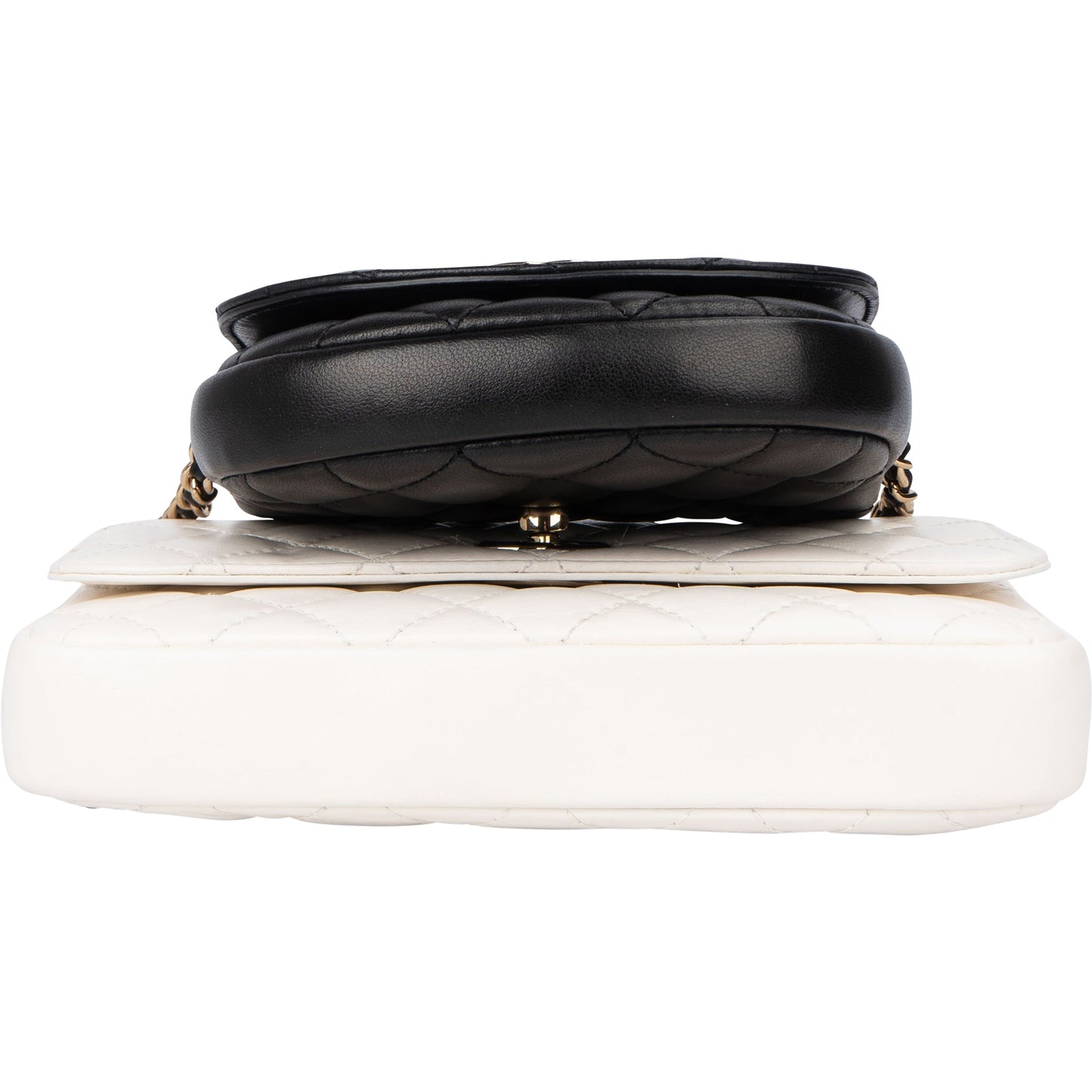 Chanel Quilted Lambskin Side Packs Single Flap Crossbody Bag