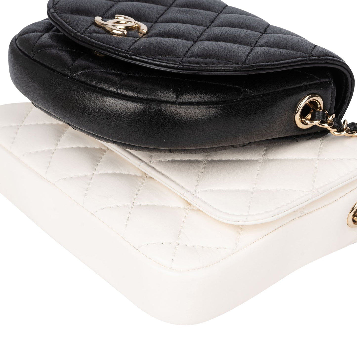 Chanel Quilted Lambskin Side Packs Single Flap Crossbody Bag