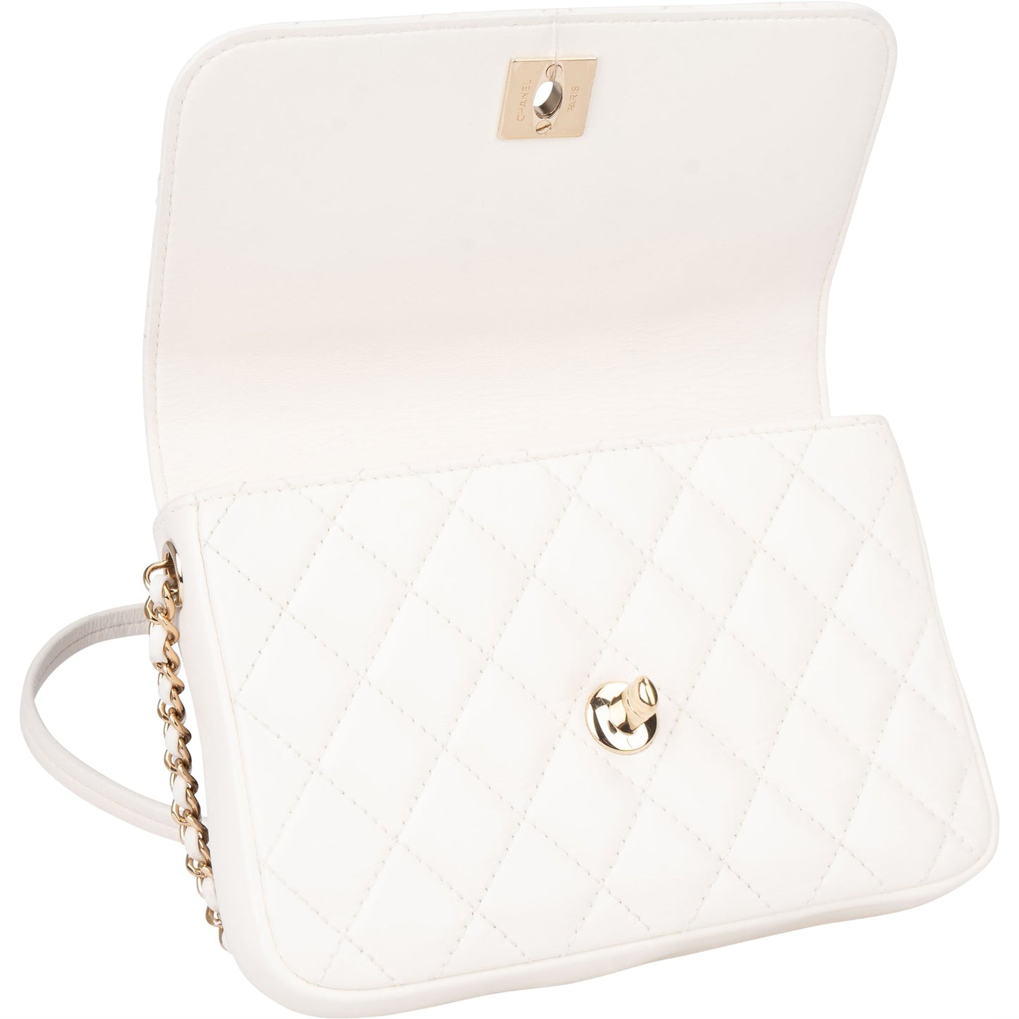 Chanel Quilted Lambskin Side Packs Single Flap Crossbody Bag