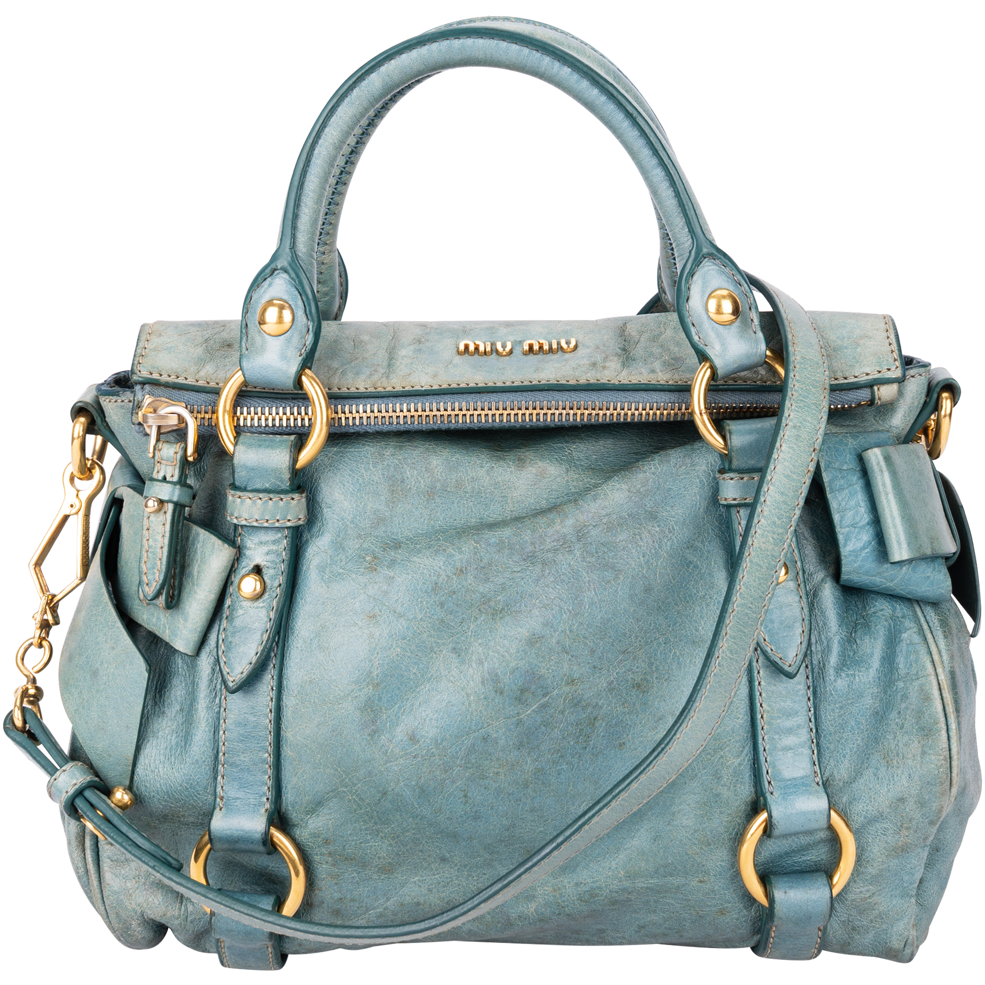 Miu Miu Blue Leather City Handbag